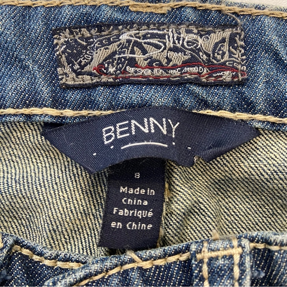 Classic silver Benny style Blue Denim Jeans NWT flap pockets ajustable waist 8 - Picture 8 of 14